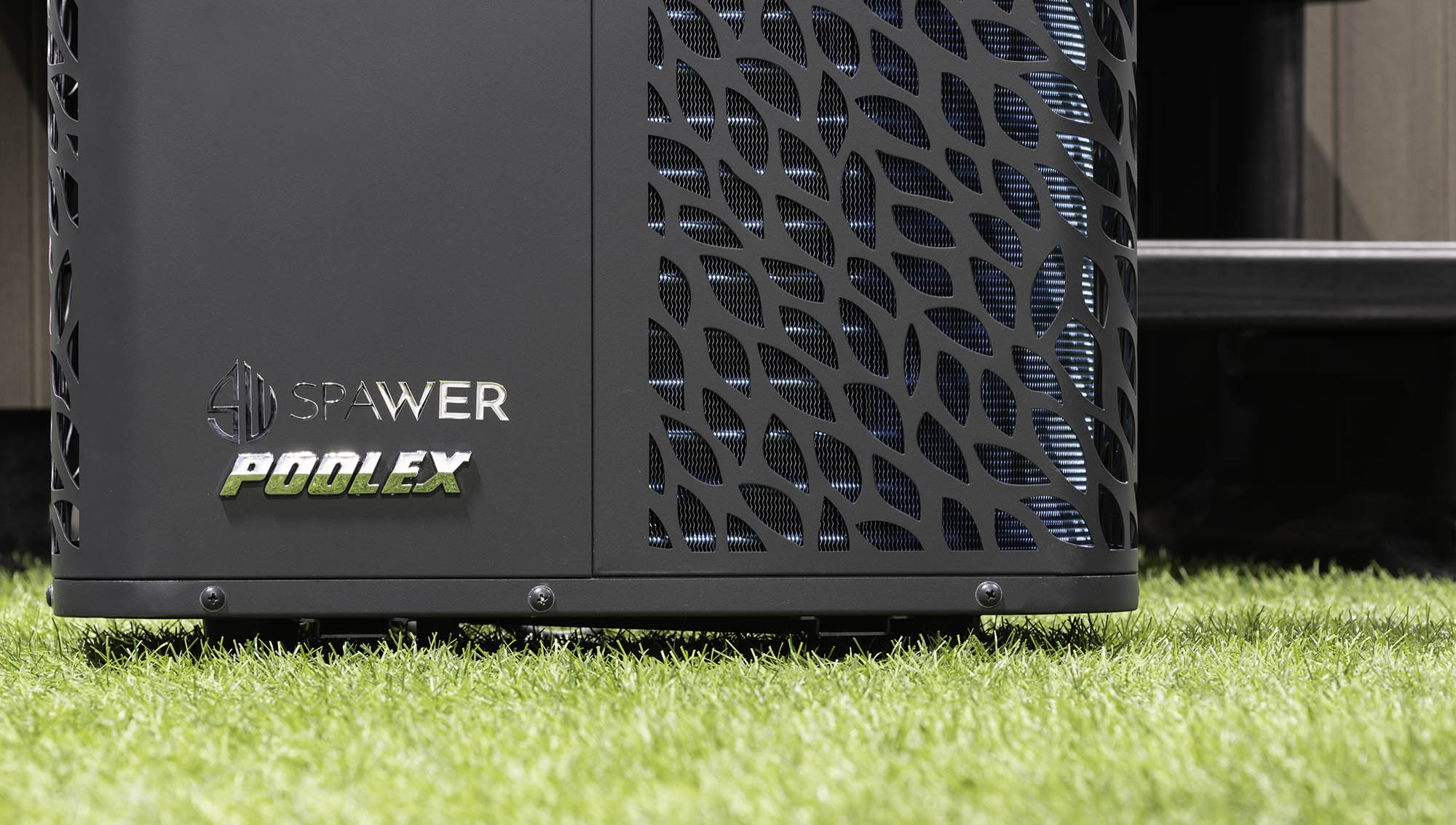 SpaWer O-Spa heat pump sat on grass