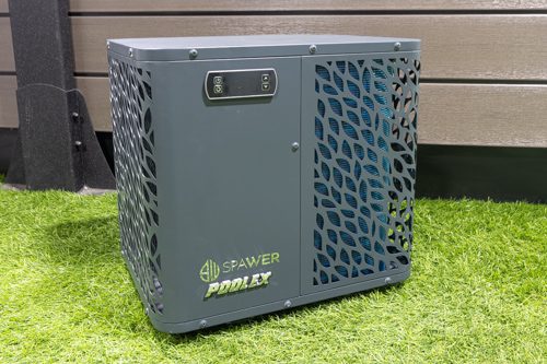 SpaWer O Spa Hot Tub heat pump on grass