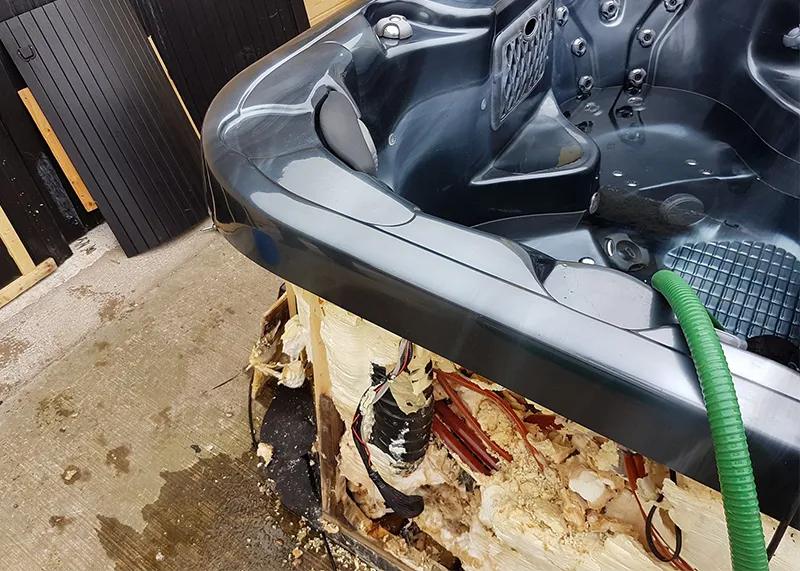 Damaged hot tub