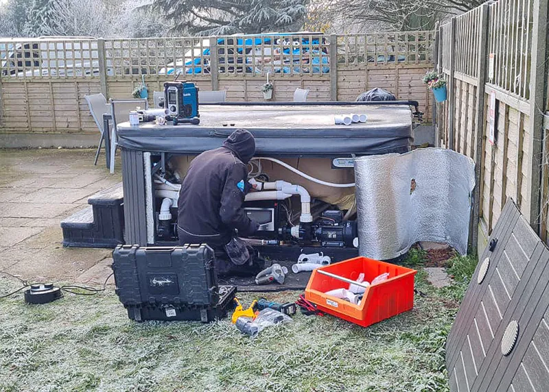 Hot tub winter repair