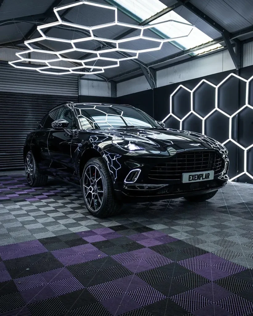 Tuff tiles and lights in garage