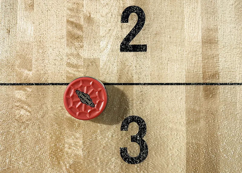 Shuffleboard scoring on lines