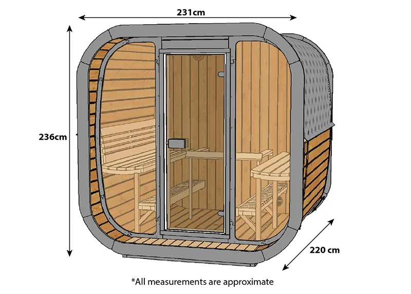 Luksus Thermozen L Outdoor sauna dimensions
