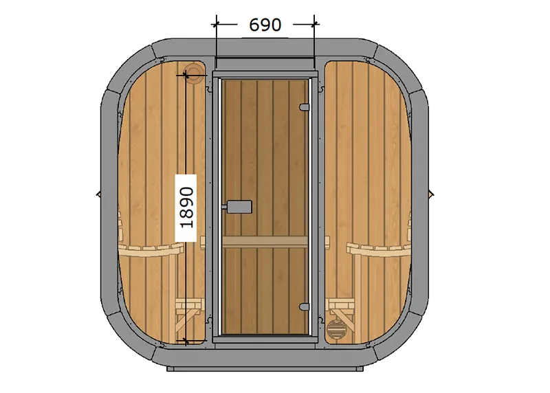 Luksus Thermozen L Outdoor sauna dimensions