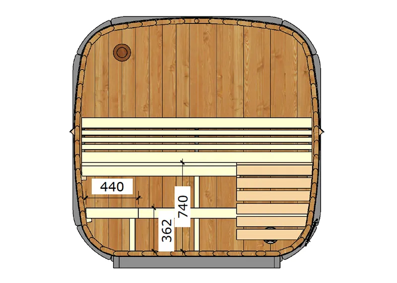 Luksus Thermozen M Outdoor sauna dimensions