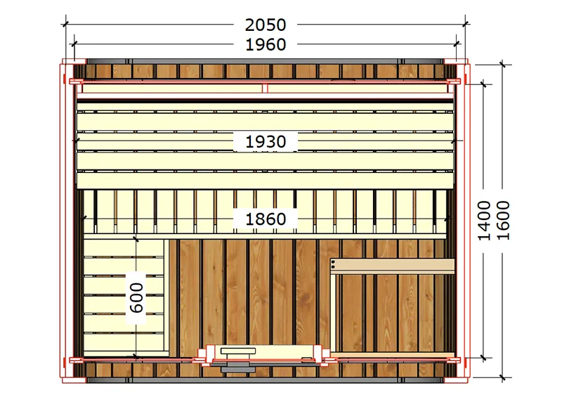 Luksus Thermozen M Outdoor sauna dimensions
