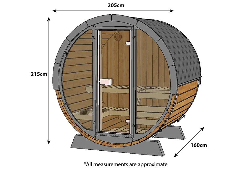 Luksus Thermozen R Outdoor sauna dimensions