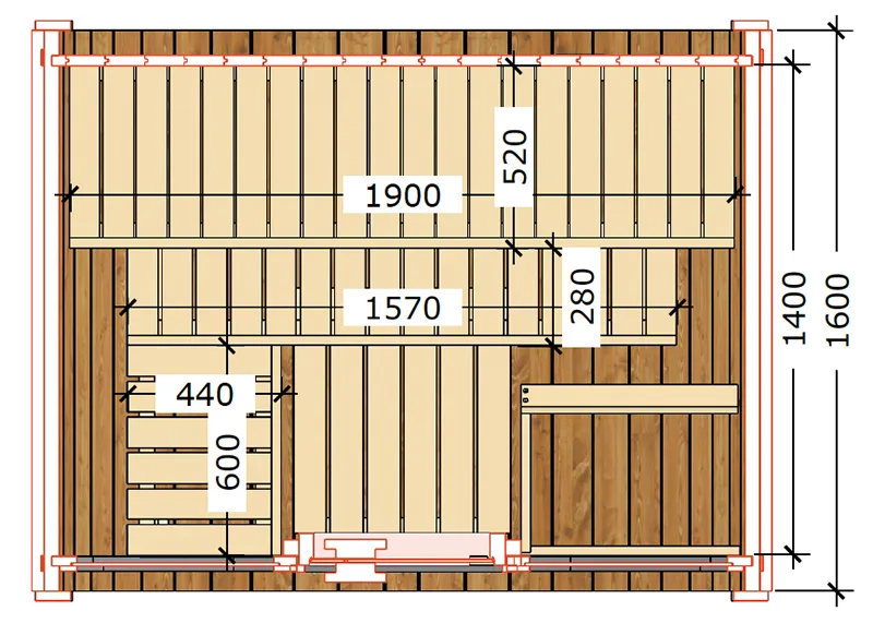 Luksus Thermozen R Outdoor sauna dimensions