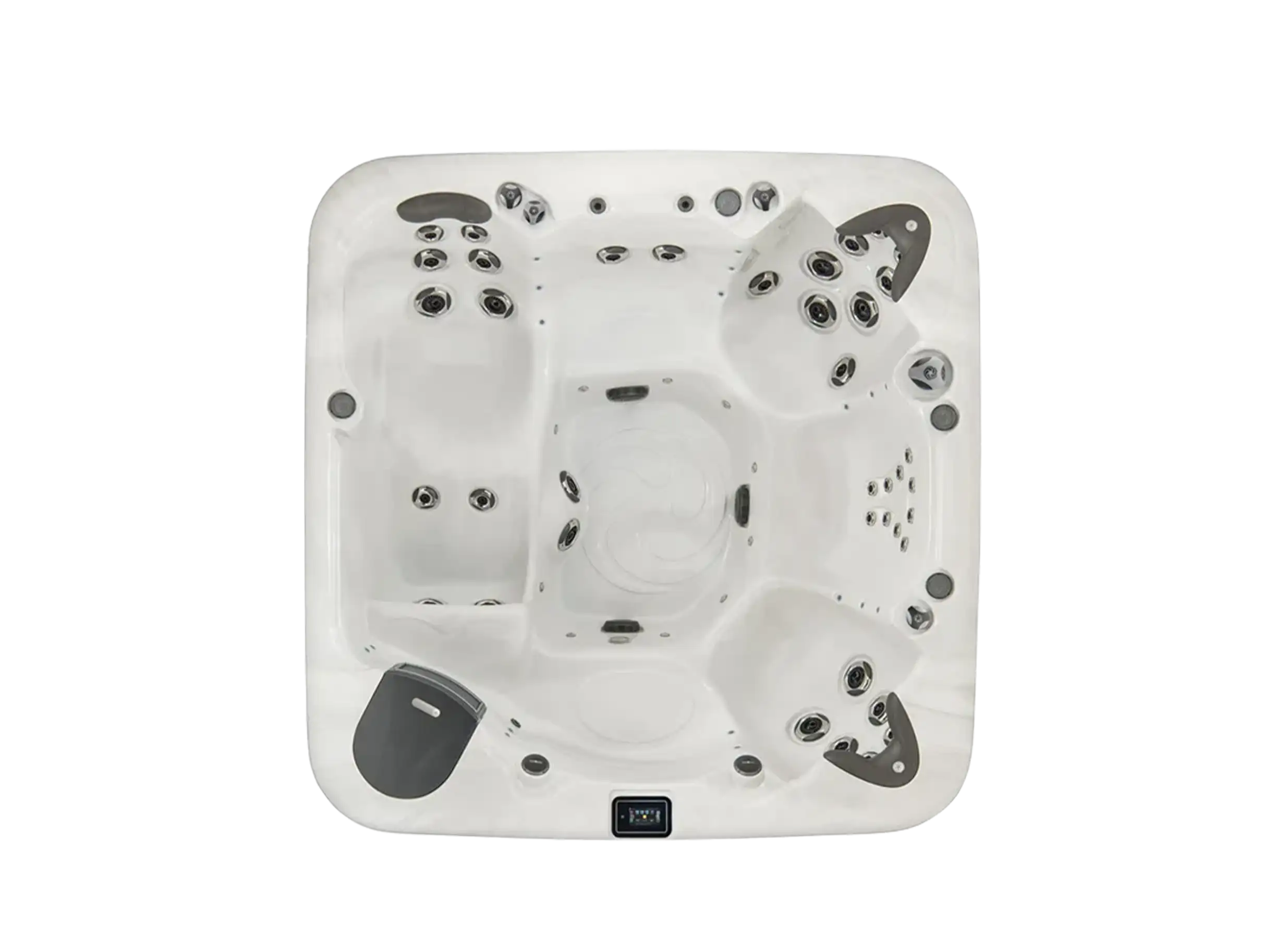 Top down view of American Whirlpool 471 in Silver Marble showing the seat and lounger arrangement