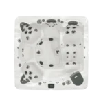Overhead photo showing the seating and lounger layout of American Whirlpool 881 hot tub
